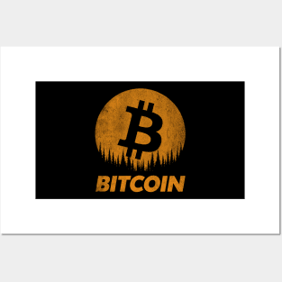 Vintage BitCoin To The Moon Crypto Token Cryptocurrency Wallet Birthday Gift For Men Women Posters and Art